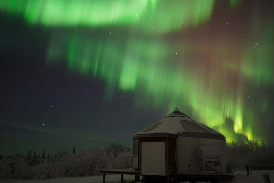 Alaskan Northern Lights/Aurora Borealis Lodges - Inside the north-facing yurts