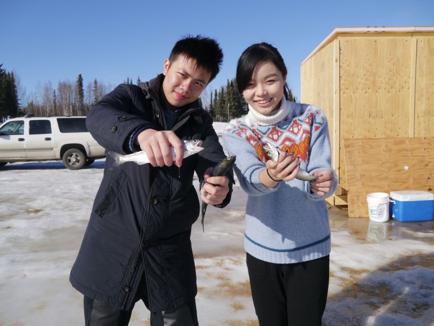 Fairbanks: Aurora Ice Fishing Tour - A frozen lake, a fishing hole, and a warm hut