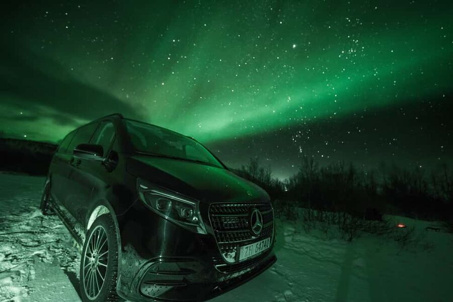 From Tromsø: Northern Lights Chase - Meeting the black Mercedes at Clarion Hotel The Edge