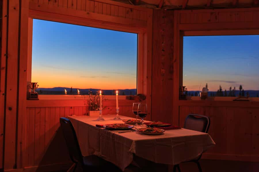 Late Night Yurt Dinner and Northern Lights - A salmon dinner with a personal touch