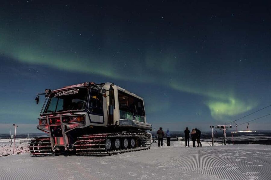 Levi: Northern Lights Tour on a Snowcat - Inside the heated SnowCat