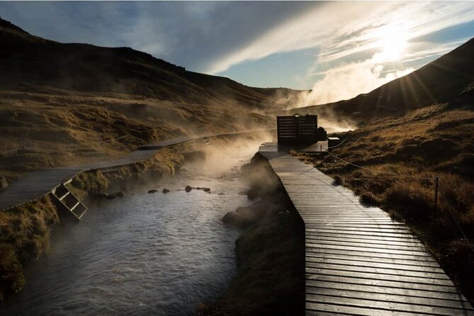 Northern Lights Hike to Reykjadalur Hot River - Soaking in the hot river