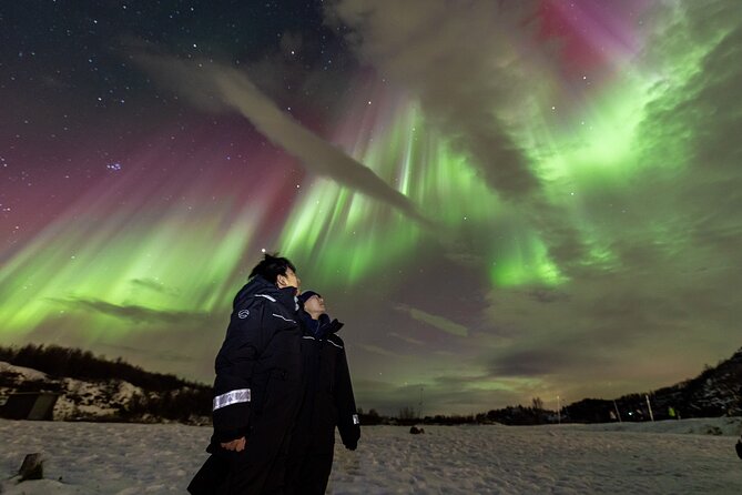 Northern Lights Minibus with Photos Dinner Warm suits - Waiting beside the campfire