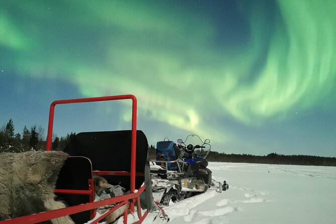 Northern Lights Sledge Ride - Following the snowmobile into the forest