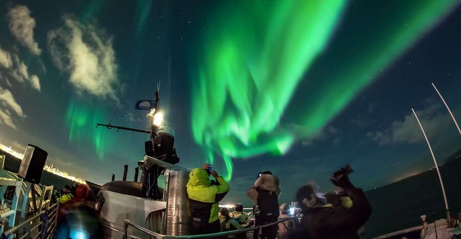 Reykjavik: Northern Lights Guided Boat Tour - What happens once the boat reaches darker water