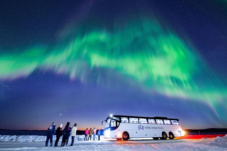 Rovaniemi: Hunting Northern Lights Bus Tour - Staying warm with blueberry juice and the bus