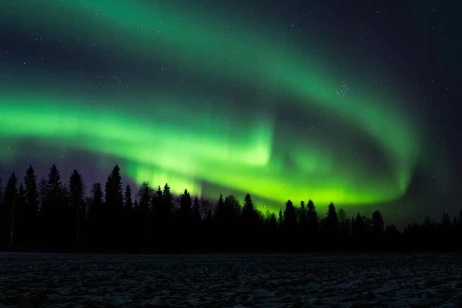 Rovaniemi: Northern Lights Electric Snow-Scooter Tour - Meeting reindeer in a quiet village