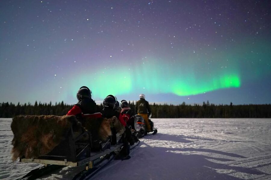 Rovaniemi: Northern Lights Sleigh Ride - Reaching the frozen lake