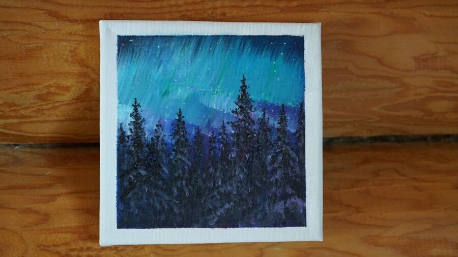 Rovaniemi: Workshop - Aurora painting - A beginner-friendly Aurora painting lesson