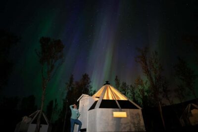 Aurora Crystal Lavvo Experience with Snowshoeing